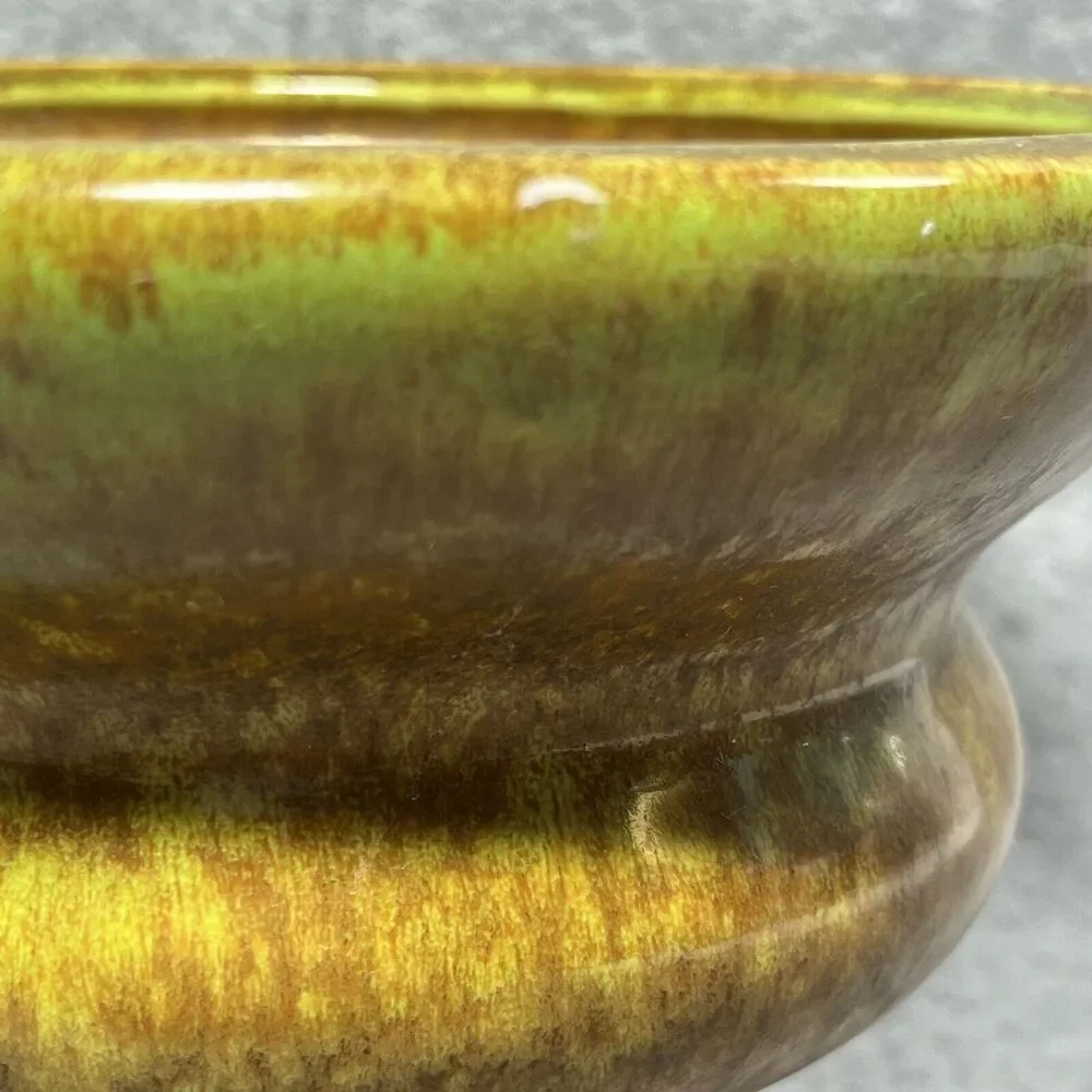 Haeger Pottery Planter Vase MCM‎ Green Brown Sputnik Speckled Glaze Stamped USA